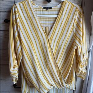 West Kei Yellow and White Striped Blouse